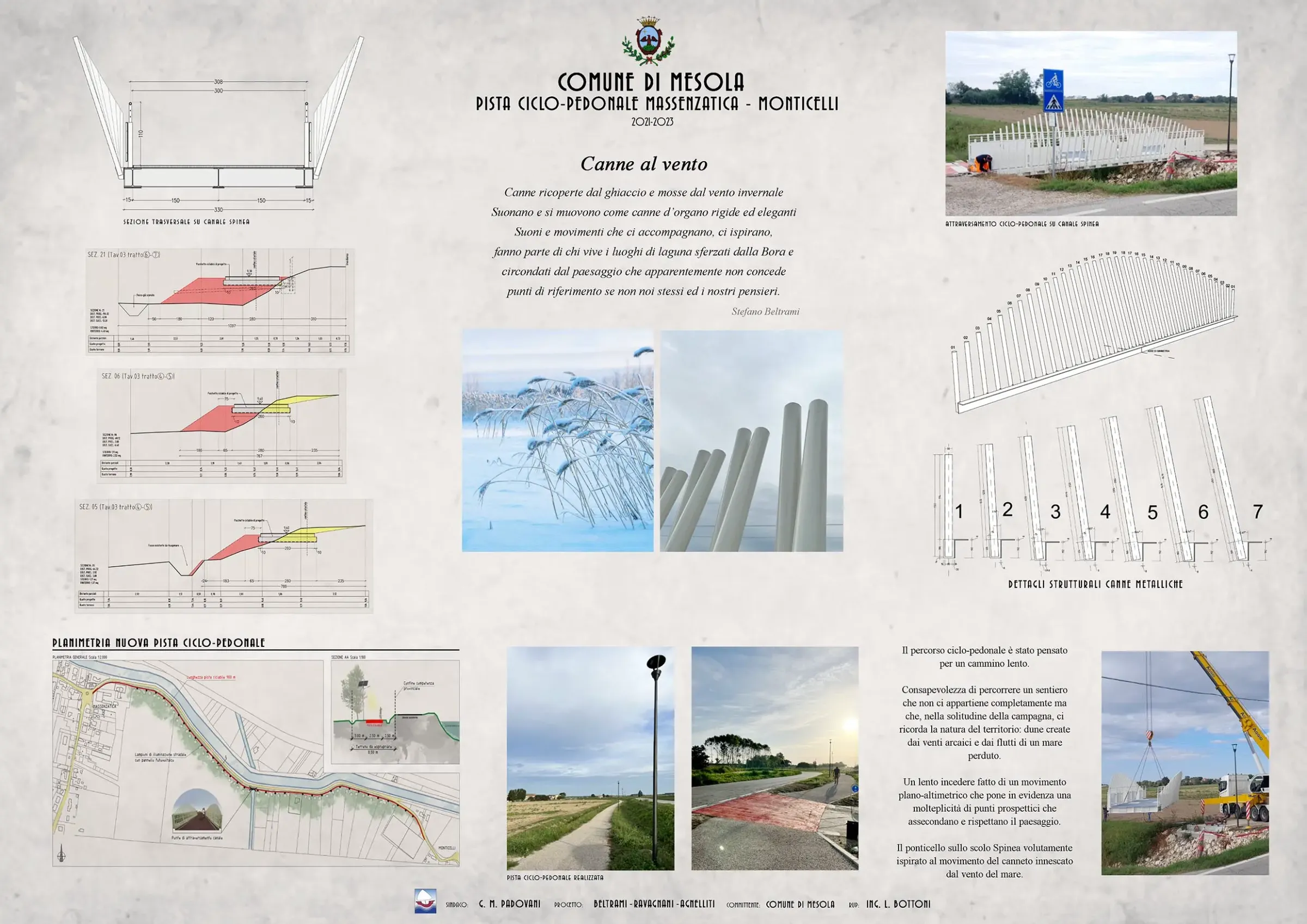 Tavola di progetto della pista ciclo-pedonale Massenzatica-Monticelli